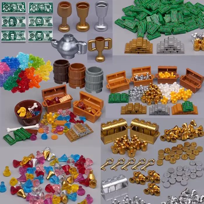 MOC City Treasure Series – ensemble d'accessoires, blocs de construction, minerai d'or, argent, cris