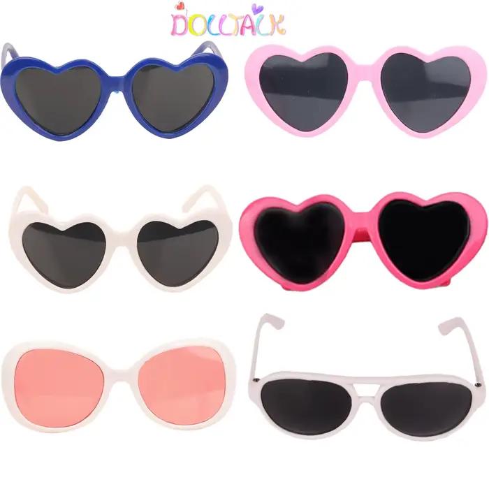 Mini lunettes de soleil pour poupée américaine de 18 pouces, joli verre en forme de cœur pour nouvea