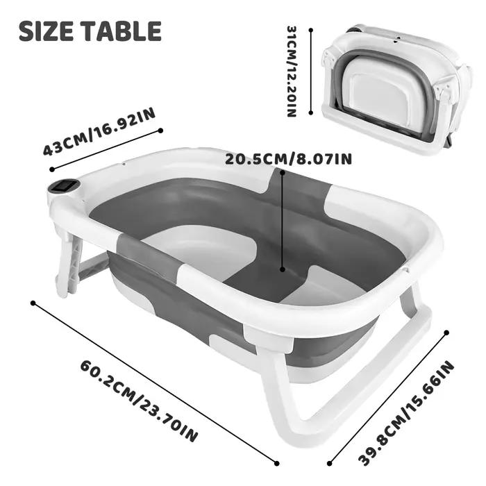 Baignoire pour bébé avec tapis de bain, légère et pliable, baignoire portable, affichage de la tempé