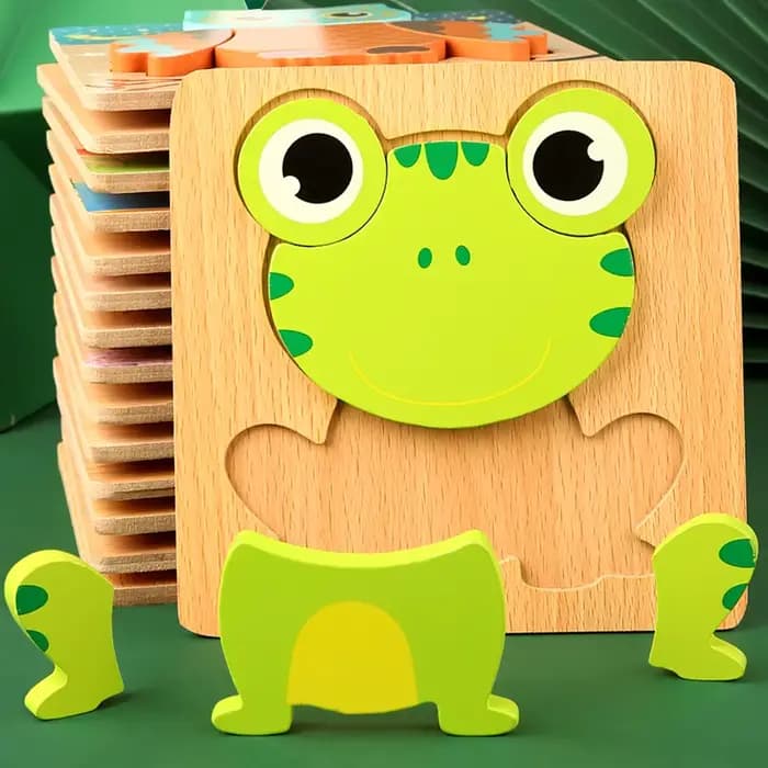 Puzzle 3D en bois de haute qualité pour bébé, dessin animé, trafic d'animaux, jeu de Cognition d'app