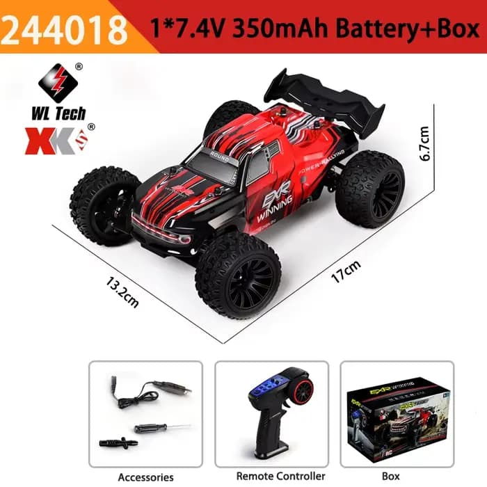 WLtoys 244018 Voiture de course RC tout-terrain Bigfoot avec contrôleur à échelle réelle, suspension