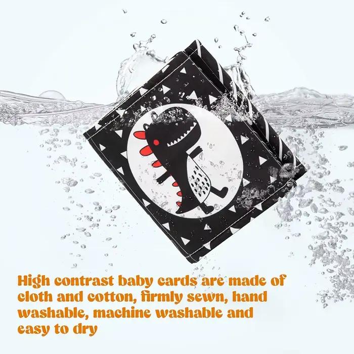 Livre en tissu doux pour bébé, noir et blanc, jouets sensoriels à contraste élevé, éducation précoce