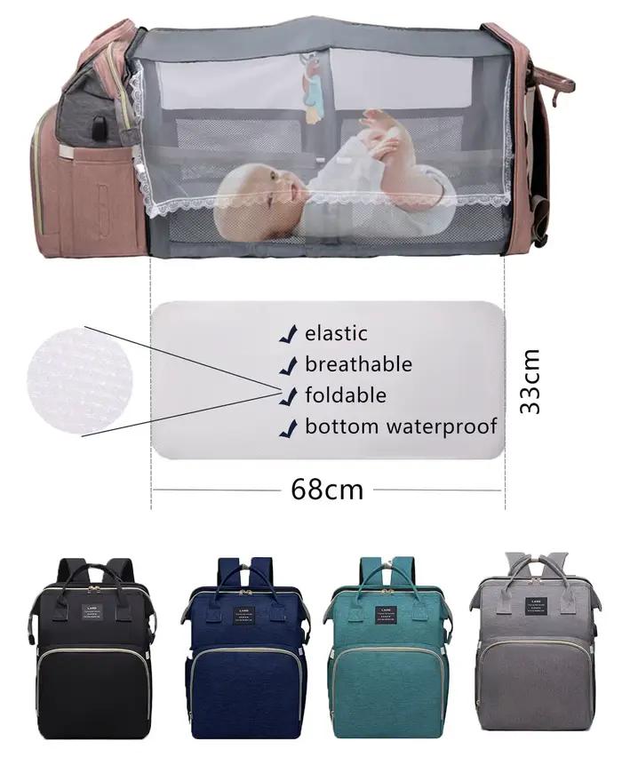 Sac à dos pour couches avec matelas à langer, grande capacité, sac de voyage pour bébé pour maman, i