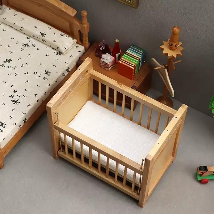 1:12 maison de poupée Miniature lit bébé berceau en bois landau bébé marcheur maison de poupée acces