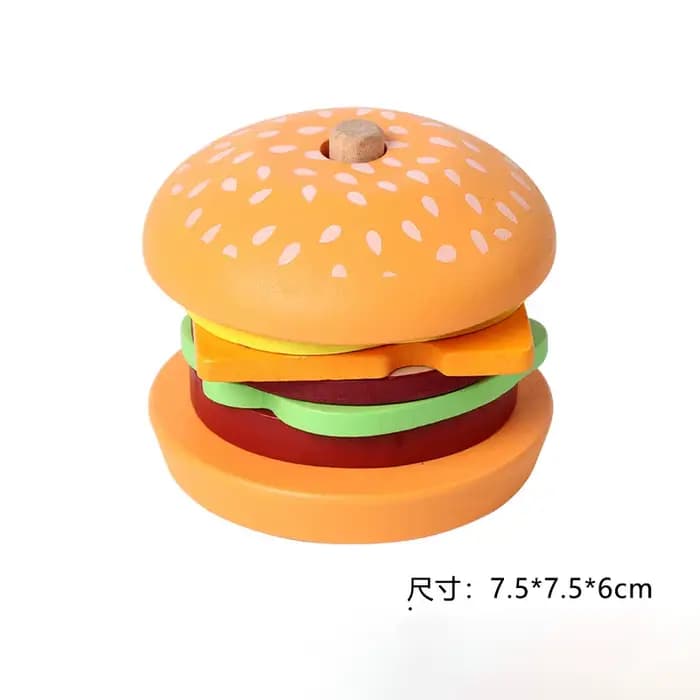 Jouets empilables de Sandwich à hamburger en bois, jouet éducatif Montessori, jeu de simulation, Puz