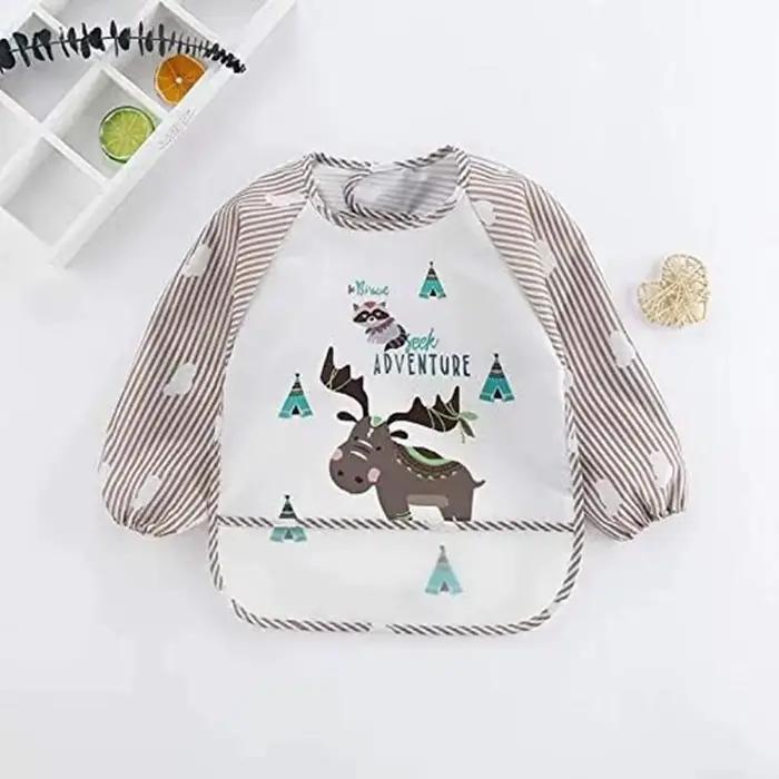 Bavoirs imperméables en EVA à manches longues pour bébés, tabliers d'alimentation pour enfants, smoc