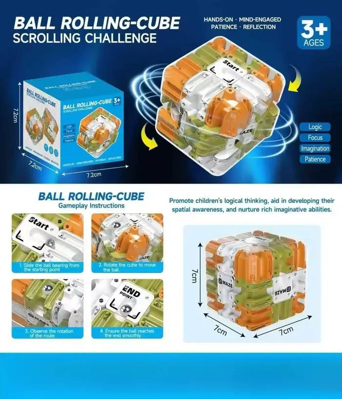 Boule de labyrinthe 3D amusante, Puzzle interactif, Cube à roulettes, jouet d'apprentissage pour enf