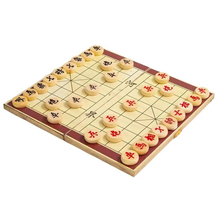 Jeu d'échecs chinois Jeu de société pliable en bois pour adultes Jeu d'échecs chinois Xiangqi Jeu de