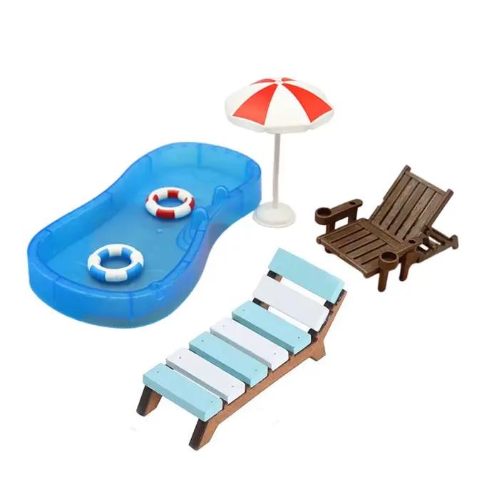 Jeu de simulation de maison de beurre pour enfants, mini piscine, chaise de plage circulaire, modèle