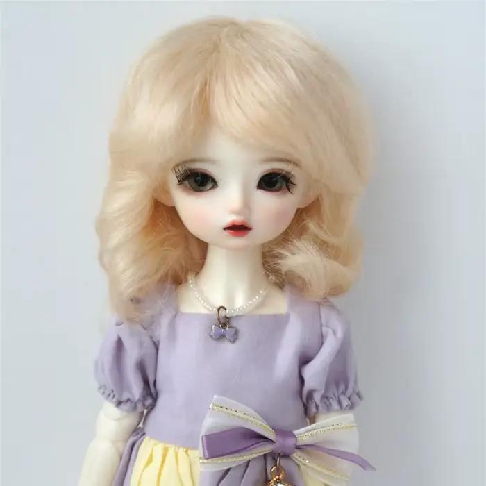 Perruque magique mi-longue bouclée, accessoires de jouet, cheveux au beurre, Mohair, YOSD, MSD, SD, 