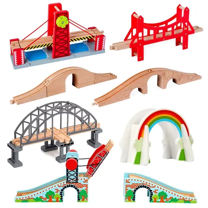 Jouets ferroviaires pour enfants, piste de Train en bois, toutes sortes d'accessoires de piste de po