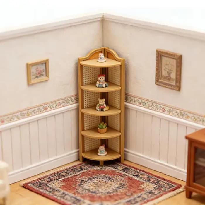 Nouvelle étagère d'angle miniature de simulation pour maison de poupée 1/12, présentoir, meuble de d