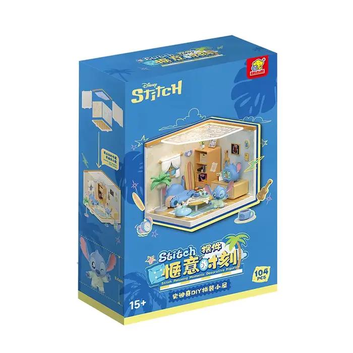 Maison assemblée Stitch, jouets de bricolage, Moments confortables, Micro modèle Kawaii, décoration 