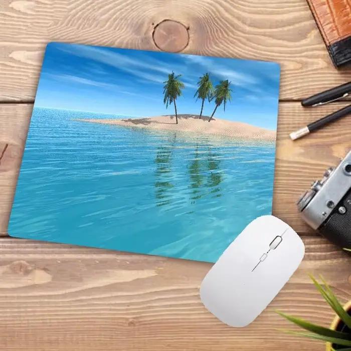 Tapis de souris antidérapant pour jeu, fond d'île de palmier de plage, 180x220x2mm, Design Cool, tap