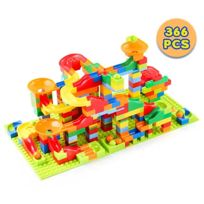 Jouet de piste de labyrinthe de billes, blocs de construction de ville compatibles, toboggan en ento