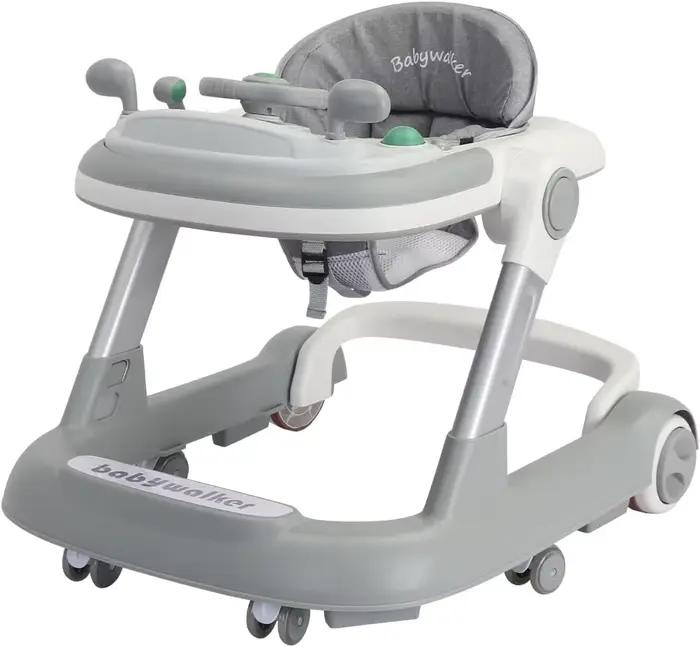 Trotteur 2 en 1 pour bébé, trotteur pour tout-petits avec plateau d'alimentation amovible et plateau