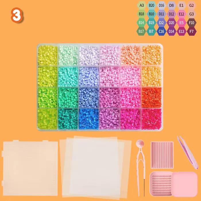 24 couleurs 12000 pièces Perler perles ensemble Kit de fabrication 2.6mm Hama perles Pixel Art Puzzl