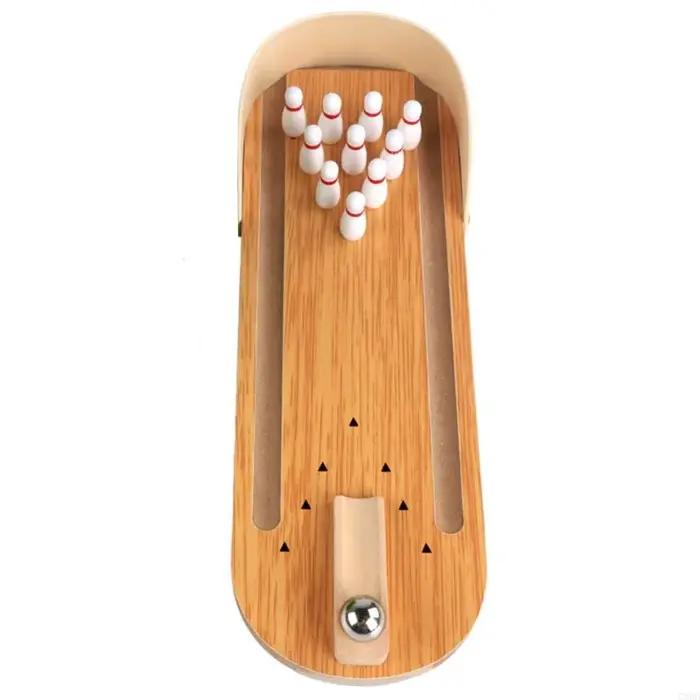 G6de Mini Bowling Game Set, Wooden Tabletop Mini Bowling Game Set, mini jeu bureau
