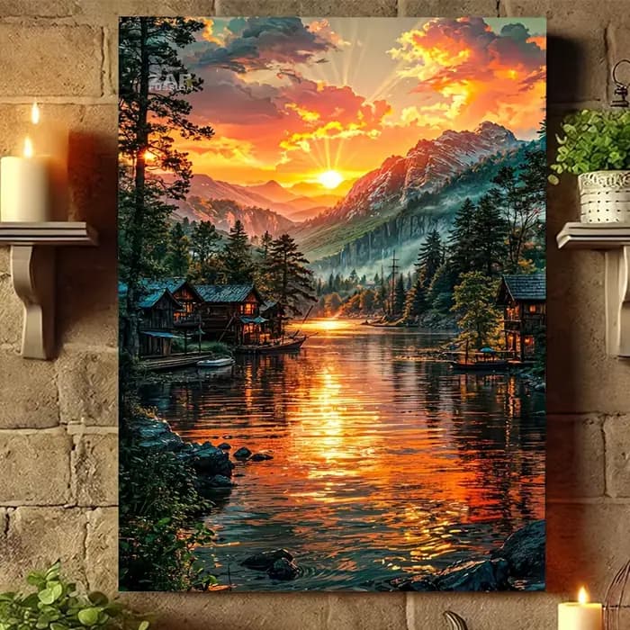 Puzzles pour adultes, 500/1000/1200/2000 pièces, la beauté du coucher de soleil au bord du lac, jeu 