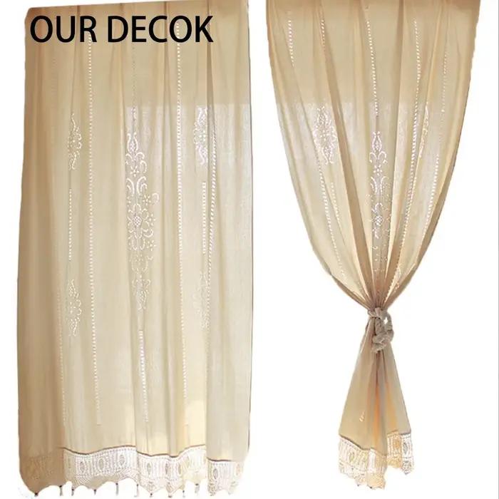 Rideau en dentelle au crochet en coton fait à la main, rideau de fleurs, rideau de cuisine, stores d
