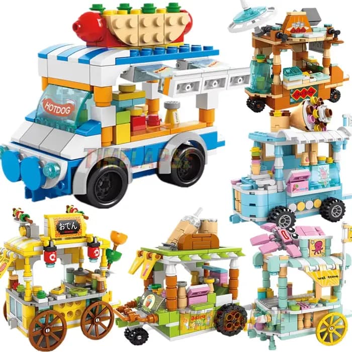 Kit de construction DIY Architecture : Magasin de crème glacée et de nourriture en blocs de rue, mod