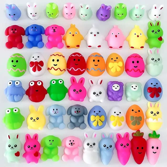 6/24PCS Jouets Mochi de Pâques Kawaii Lapin Jouets Sensoriels de Pâques Jouets Anti-Stress à Rebond 
