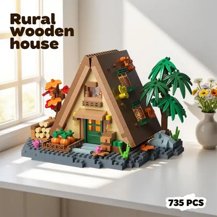 Blocs de construction créatifs avec vue sur la rue, puzzle de maison dans les arbres forestière, mou
