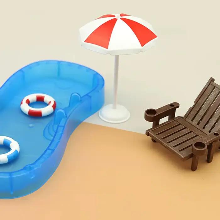Jeu de simulation de maison de beurre pour enfants, mini piscine, chaise de plage circulaire, modèle