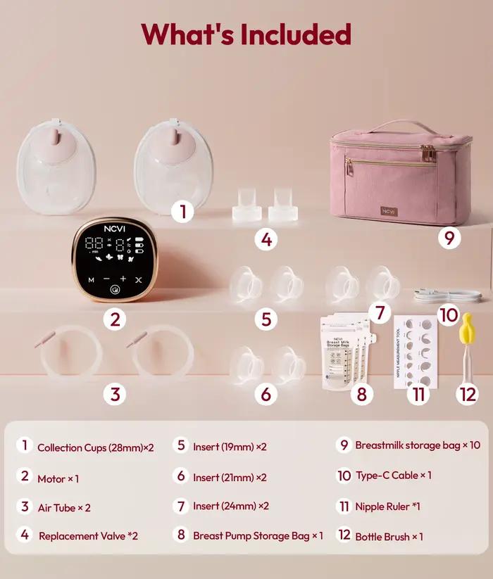 Tire-lait électrique NCVI, avec tasses portables, 4 modes, 9 niveaux, silencieux et rechargeable pou