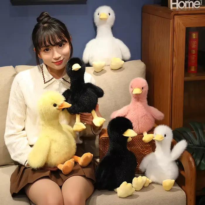 Canard en peluche DLIGHTButter, poupées mignonnes, petit jouet jaune, cadeaux d'anniversaire, 35 cm,