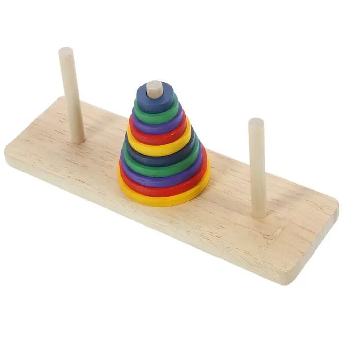 1 jeu de puzzle en bois coloré Hanoi Tower, jeu de société intellectuel pour la maison, l'exercice c