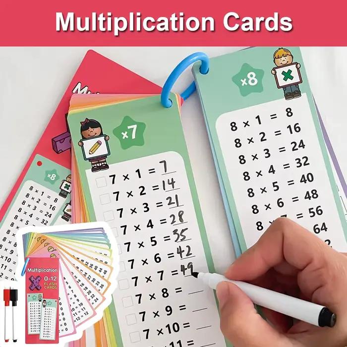0-12 tableaux de multiplication, cartes de table de temps, outil d'apprentissage des mathématiques à