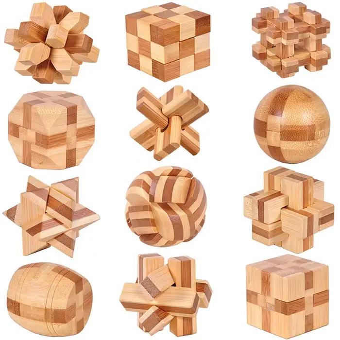 Kong Ming Lock en bois Lu Ban Lock IQ casse-tête jouet éducatif pour enfants enfants Montessori 3D P
