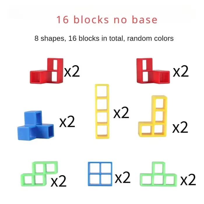 Jeu de construction 16-64 pièces : Blocs de construction russes Tetra Tower – Jeu de table d'équilib