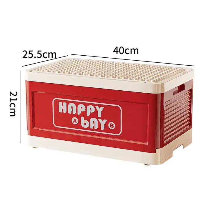 Boîte de rangement pliable pour jouets, organisateur de blocs de construction avec couvercle, chario