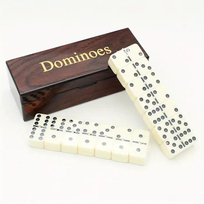 [Ensemble de jeu de dominos en bois] 28 pièces Double Six dominos-boîte en bois voyage Portable Tabl