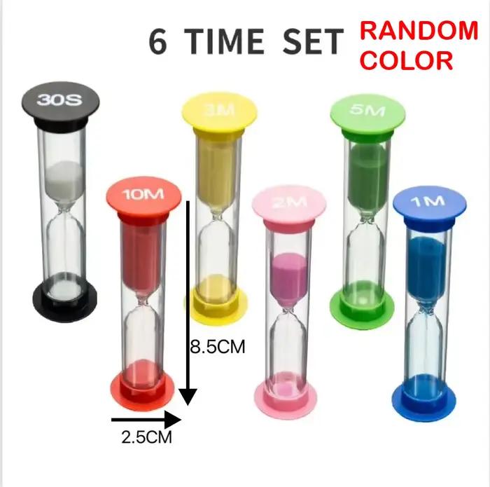 Ensemble de 6 sabliers colorés, minuteurs en plastique, plusieurs intervalles : 30s, 1, 2, 3, 5, 10 