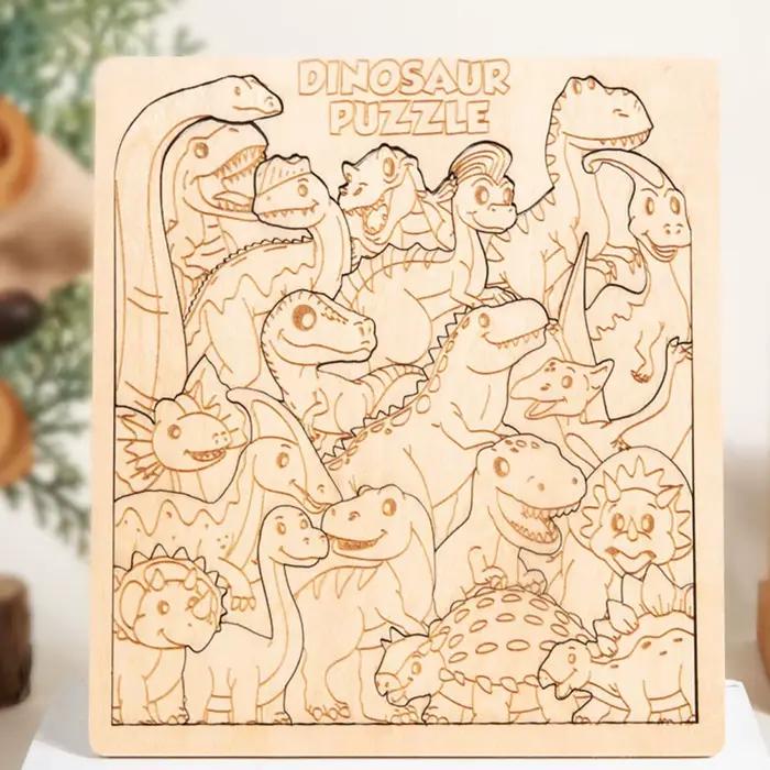 Puzzle d'animaux de la forêt et de dinosaures, casse-tête stimulant, puzzles de formes de dessins an