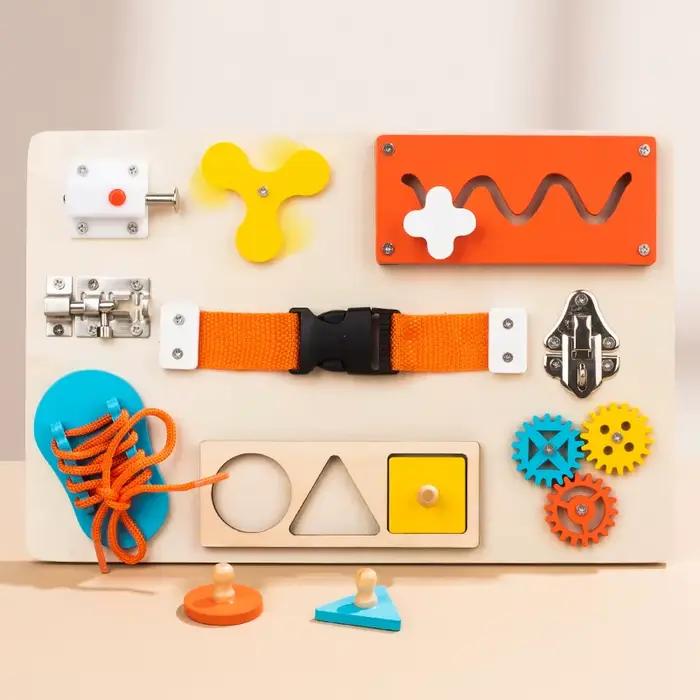 Volant jouet Montessori, planche occupée en bois, jouets sensoriels en bois pour les tout-petits, ac