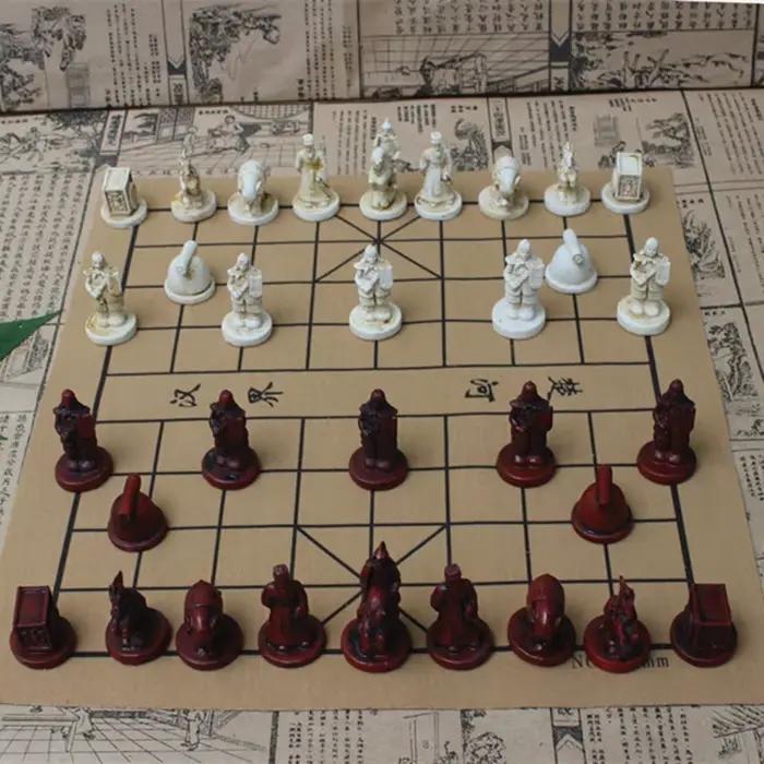 Jeux d'échecs chinois traditionnel de nouvelle qualité, jeu d'échecs en résine, échiquier doux rétro