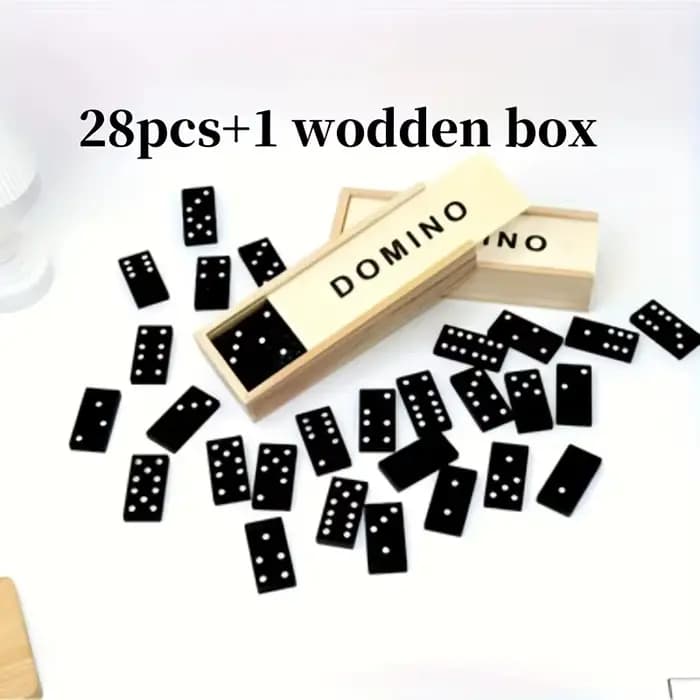28 pièces, 1 jeu de jeux de société dominos en bois, jeux de table amusants pour voyager, jouets dom