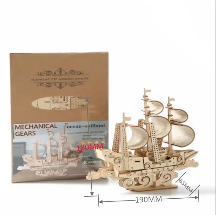 Blocs de Construction en bois 3D, Kits de jouets, bricolage, ensemble de modèles de Construction édu
