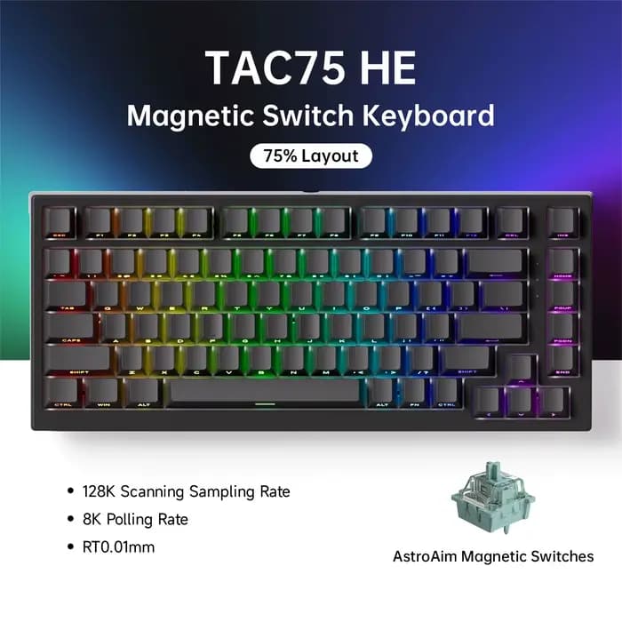AKKO TAC75 HE clavier à interrupteur magnétique 75% claviers de jeu déclencheur rapide 0.005mm 8K RG