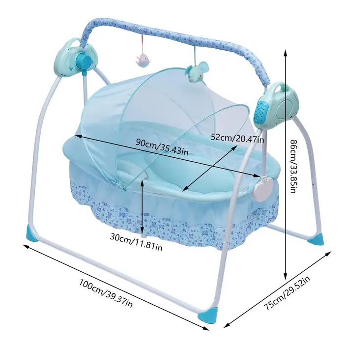 Berceau à bascule pour bébé, berceau électrique avec télécommande, lit pliable à 5 vitesses avec mus