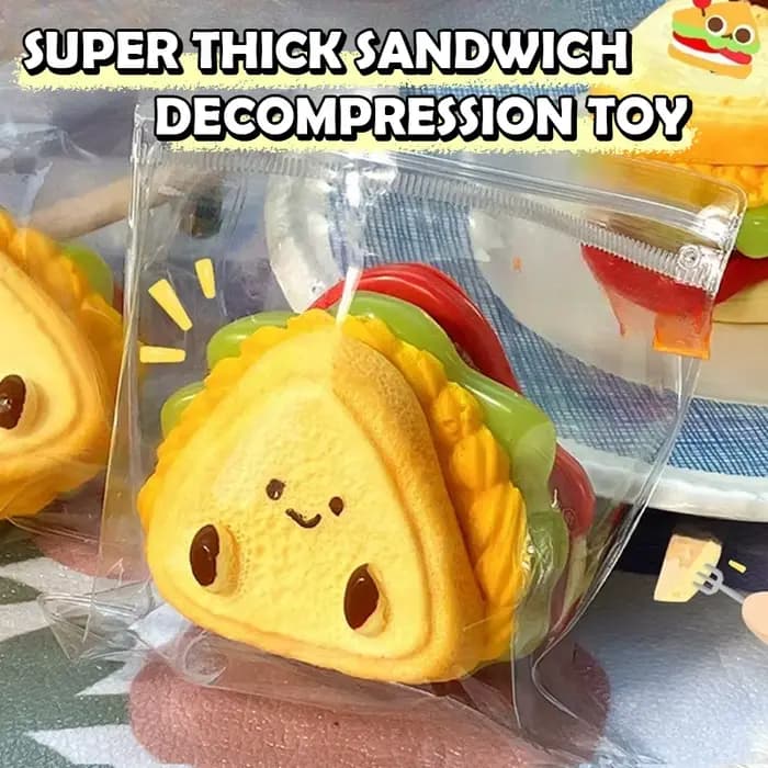 Jouet anti-stress simulation hamburger 3D en TPR, balle à presser sensorielle, cadeau pour adultes e