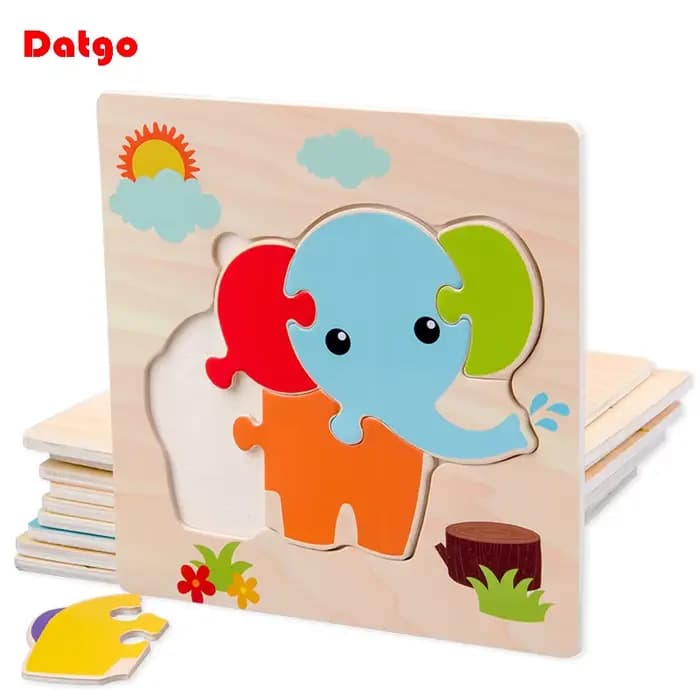 Puzzle 3D en bois pour bébé, formes Tangram, apprentissage éducatif, dessin animé, Intelligence anim