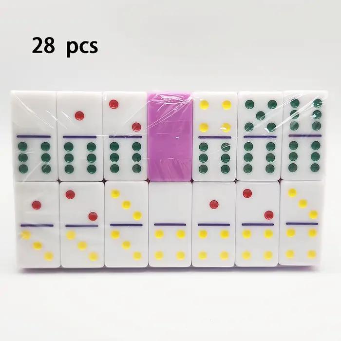Jeu de dominos multicolores à double couche de 28 pièces, les jeux interactifs favorisent le dévelop
