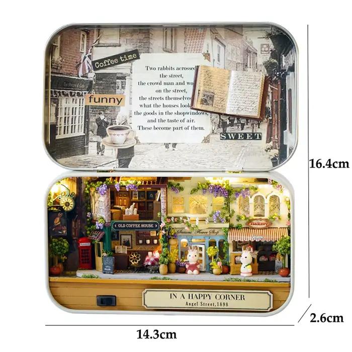 Boîte de théâtre, maisons de poupée en bois faites à la main, boîte Miniature amusante, maisons de p