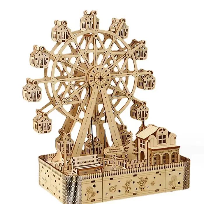 Kit de Modélisme 3D en Bois DIY : Puzzle de Montage Instrument de Musique, Thème Grande Roue, Jouet 