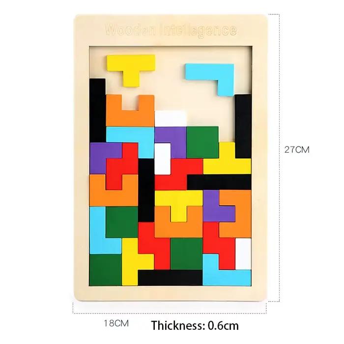 1 ensemble de puzzles en bois, jeu de logique carré stimulant, défi mental, éveil précoce pour bébé,